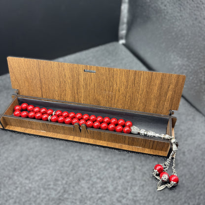 Naturstein Tesbih mit Personalisierbarer Holz-Geschenkbox