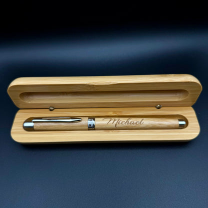 Kugelschreiber aus Bambus mit Gravur in Geschenkbox - Personalisierbar